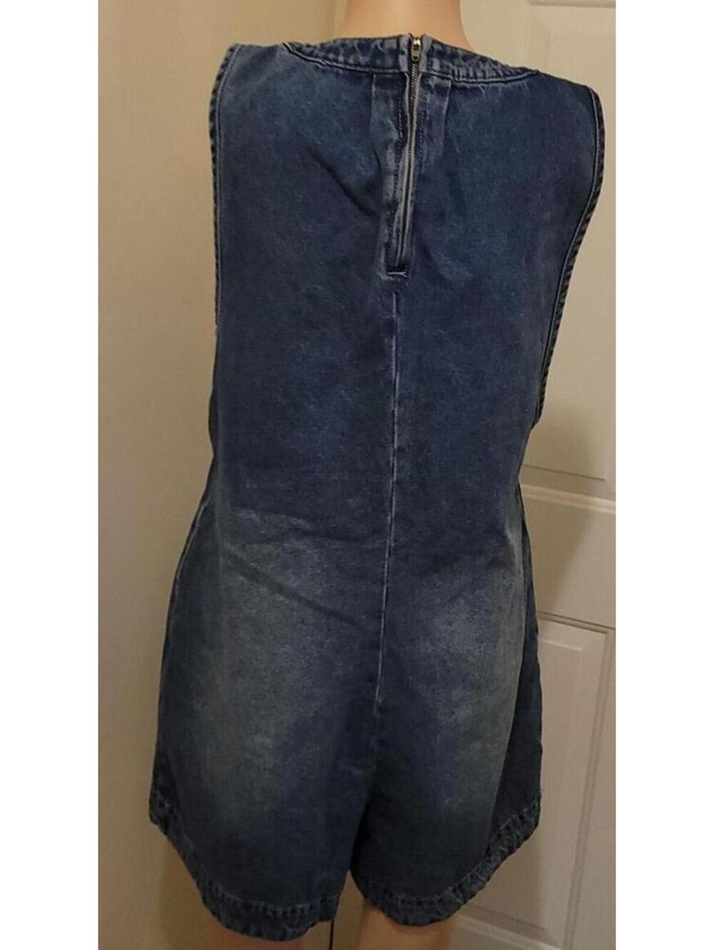 Denim Tie-Front Romper - Blue - Picture 3 of 7